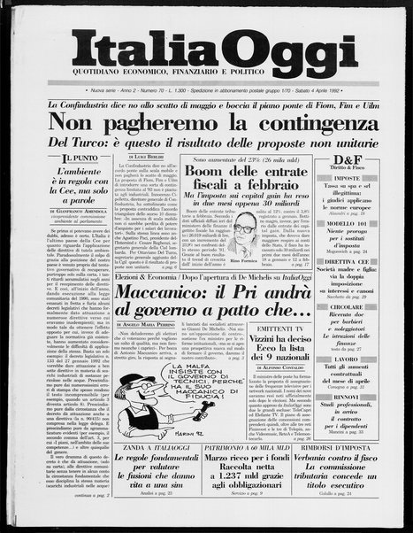 Italia oggi : quotidiano di economia finanza e politica